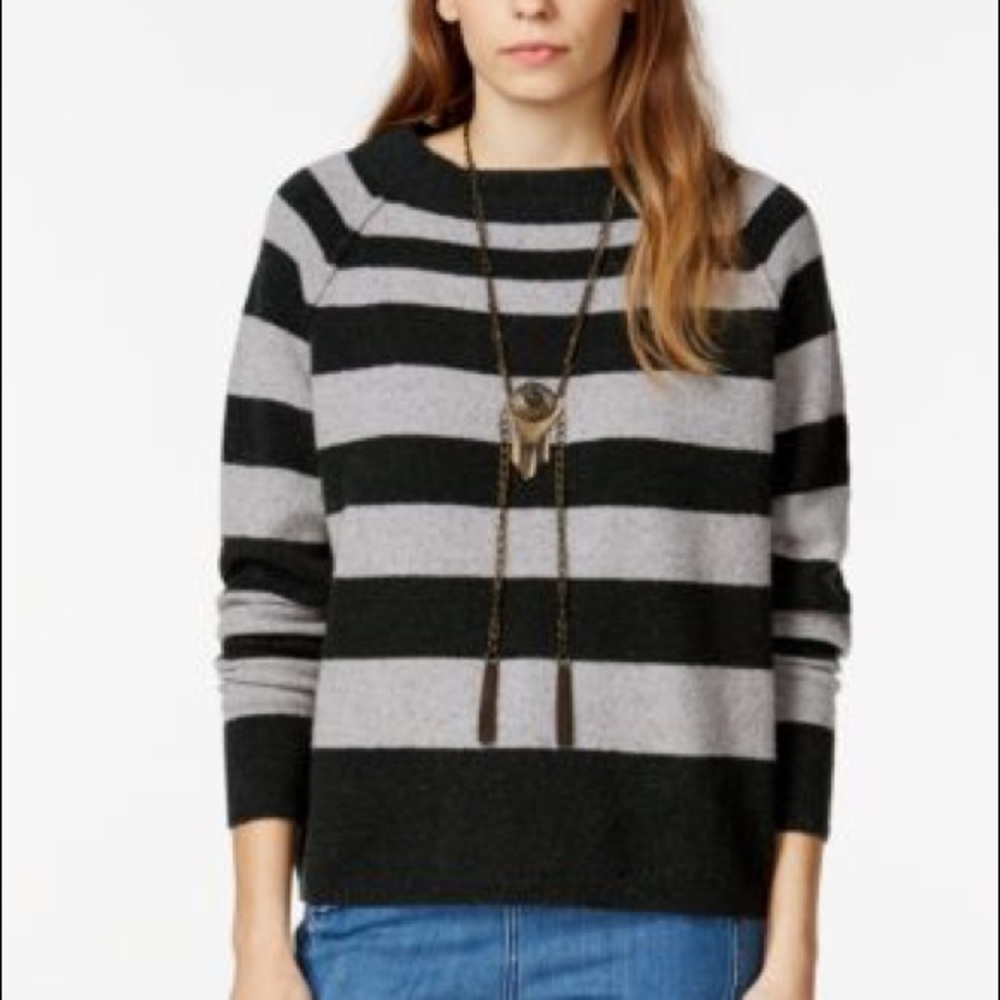💫2/$20 FREE PEOPLE Stripe Pullover Sweater Gray